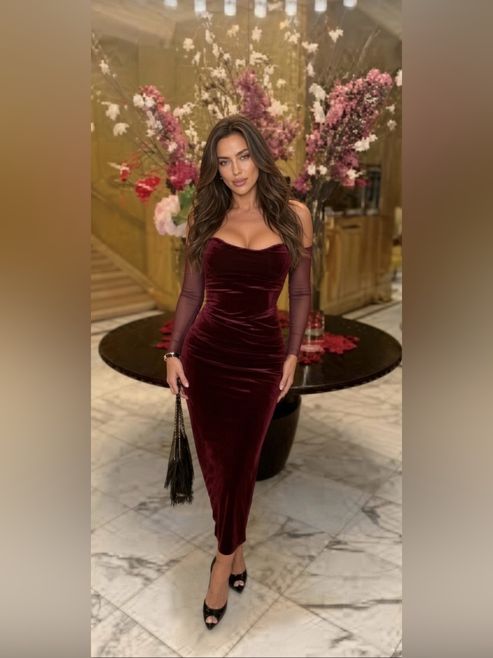 HOUSE OF CB 'Leora' Mulberry Strapless Midi Dress/Size XS-US 2-4 $289